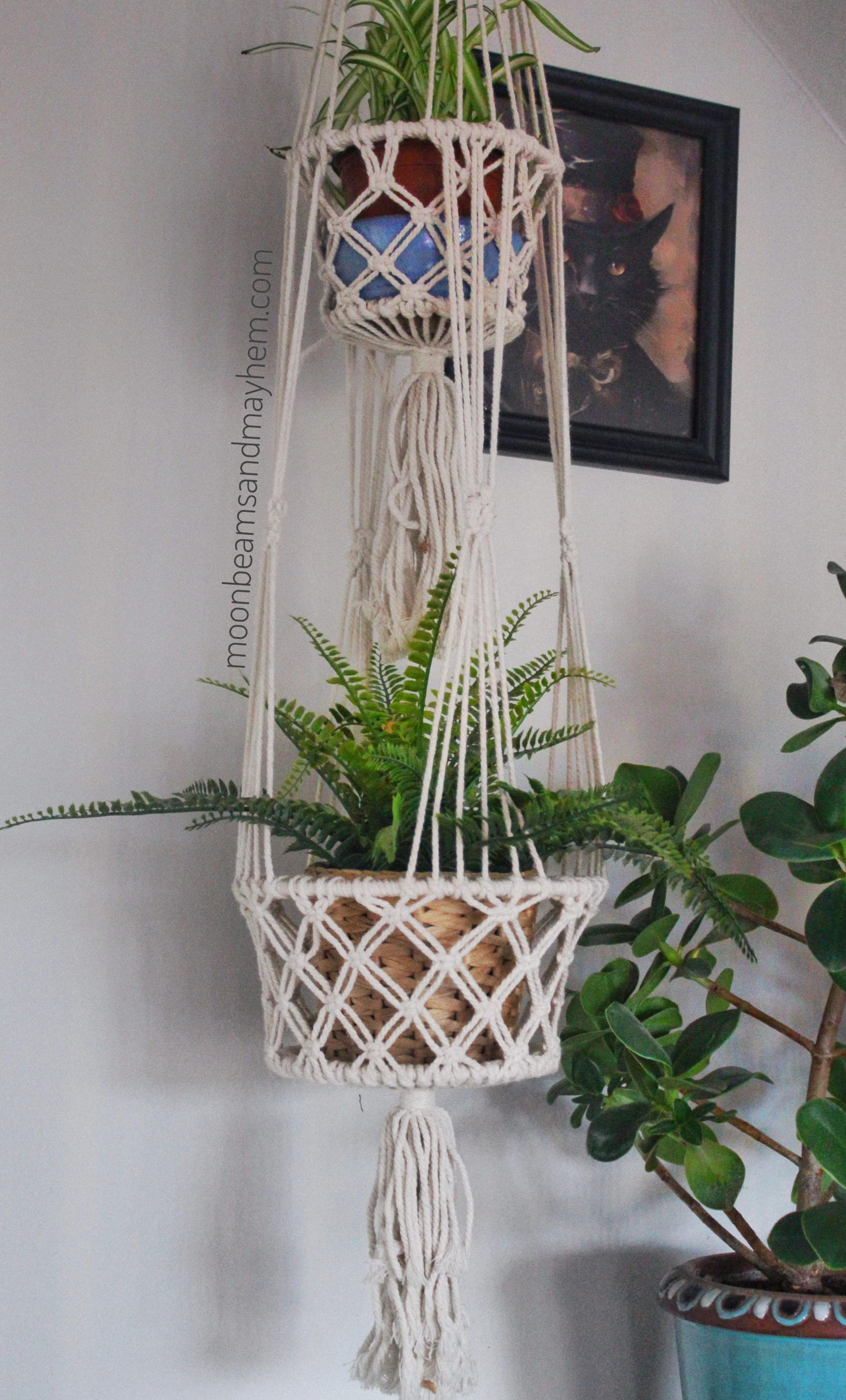 70'S INSPIRED DOUBLE MACRAME PLANT HANGER - Image 3