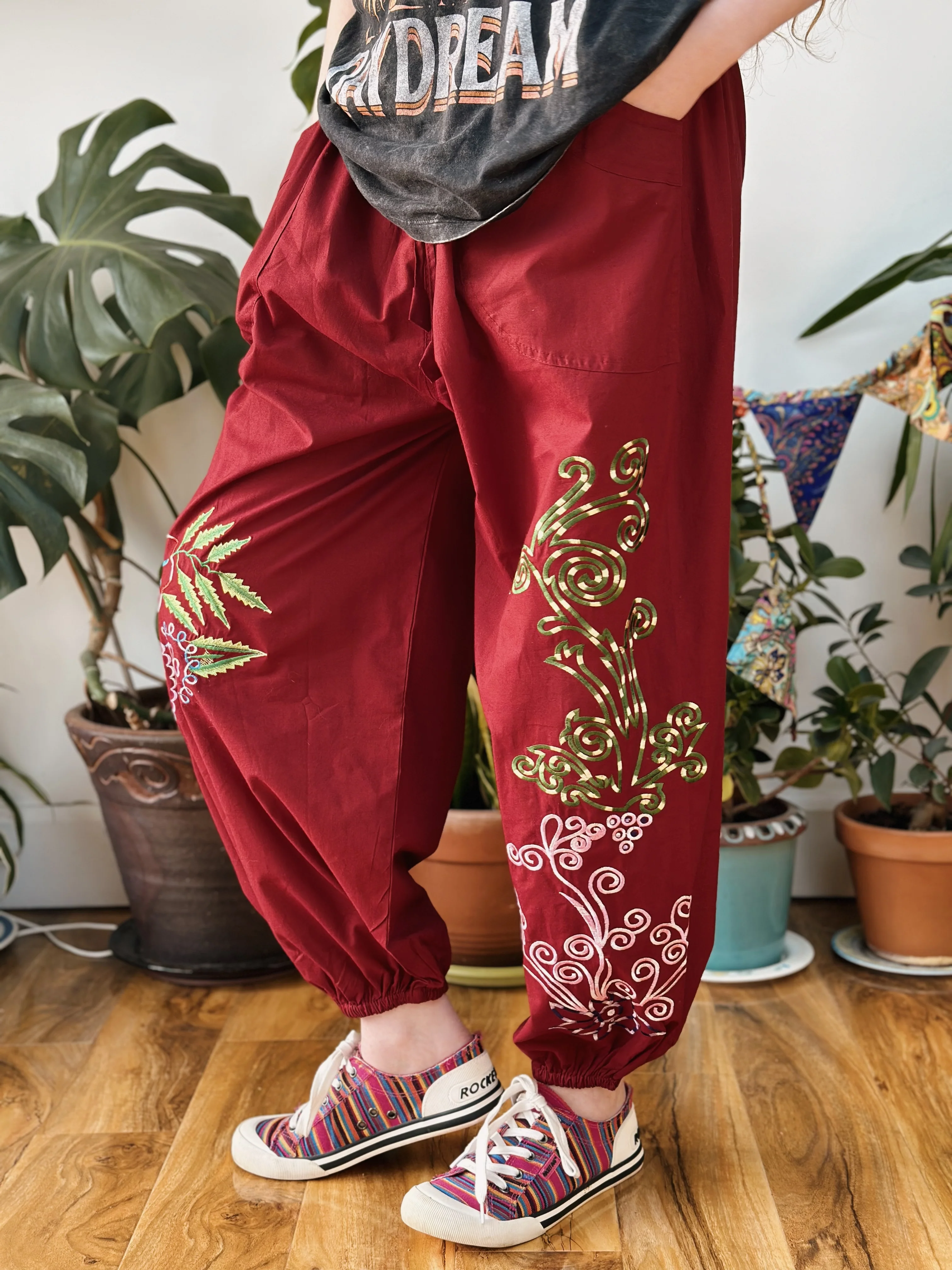 BLOOMING GORGEOUS CLARET HAREM TROUSERS M/L - Image 3