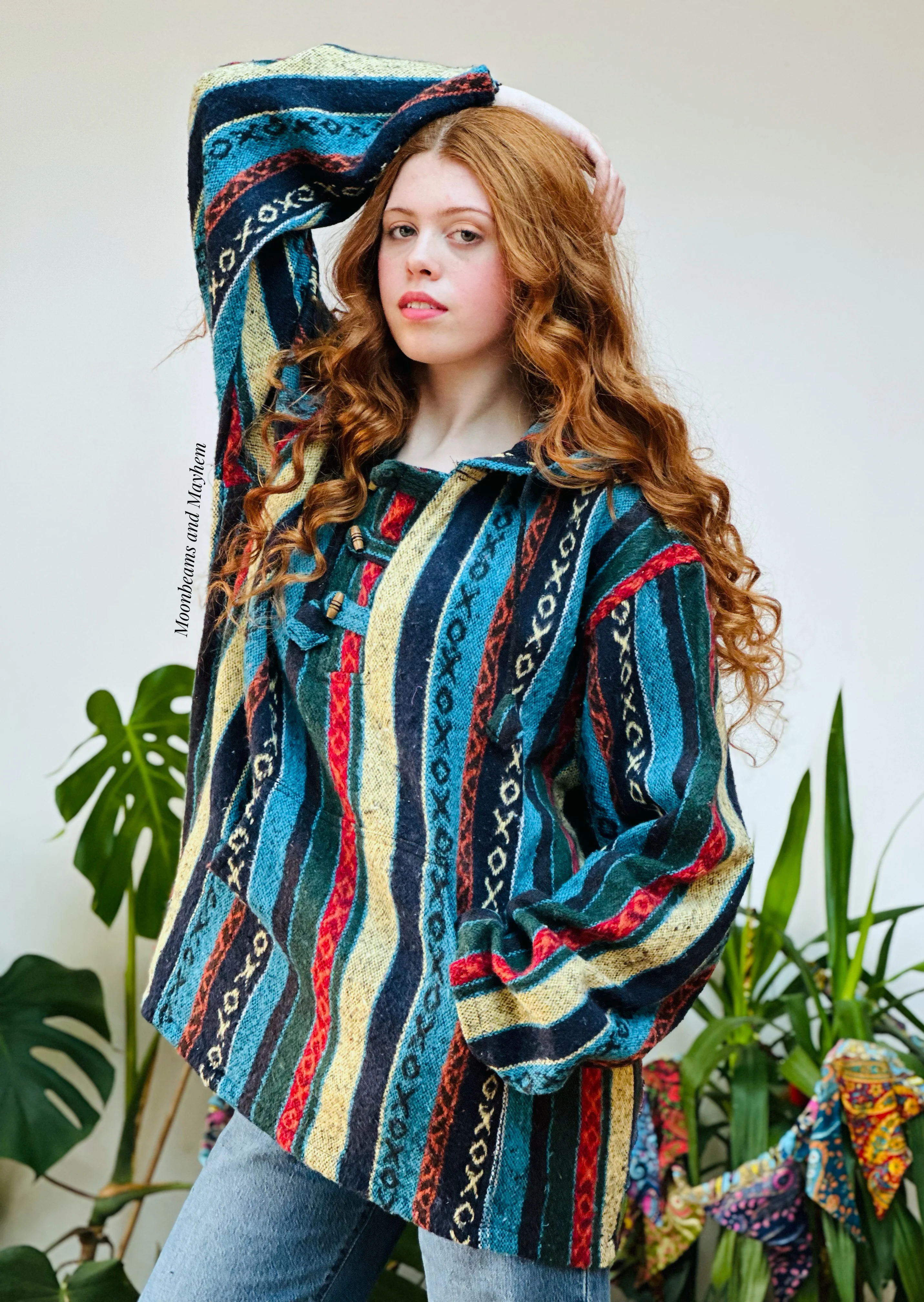 BRUSHED COTTON BAJA HOODIE / JUMPER / BLUES - Image 3