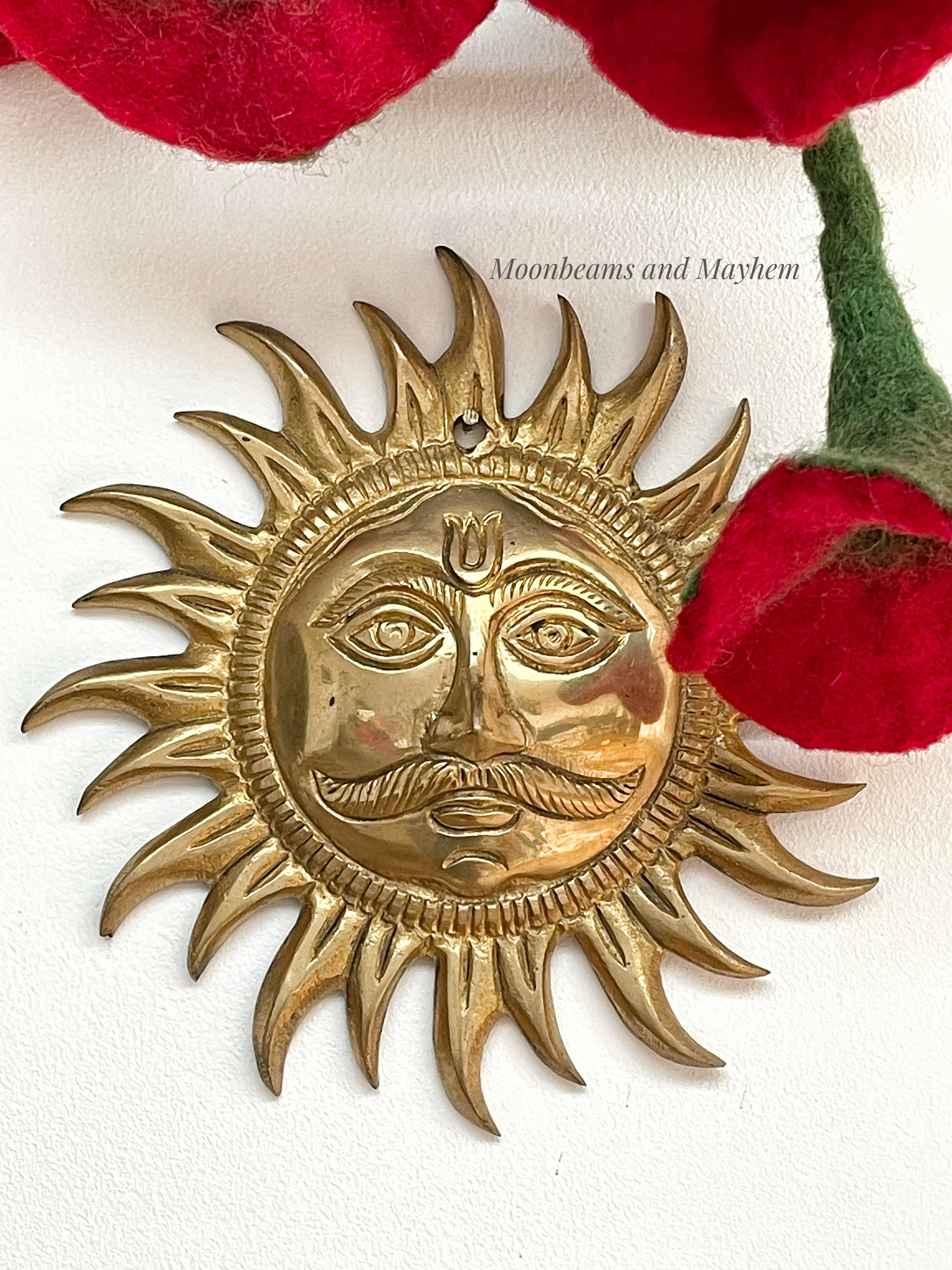 CELESTIAL BRASS SUN WALL HANGING / PLAQUE - Image 4
