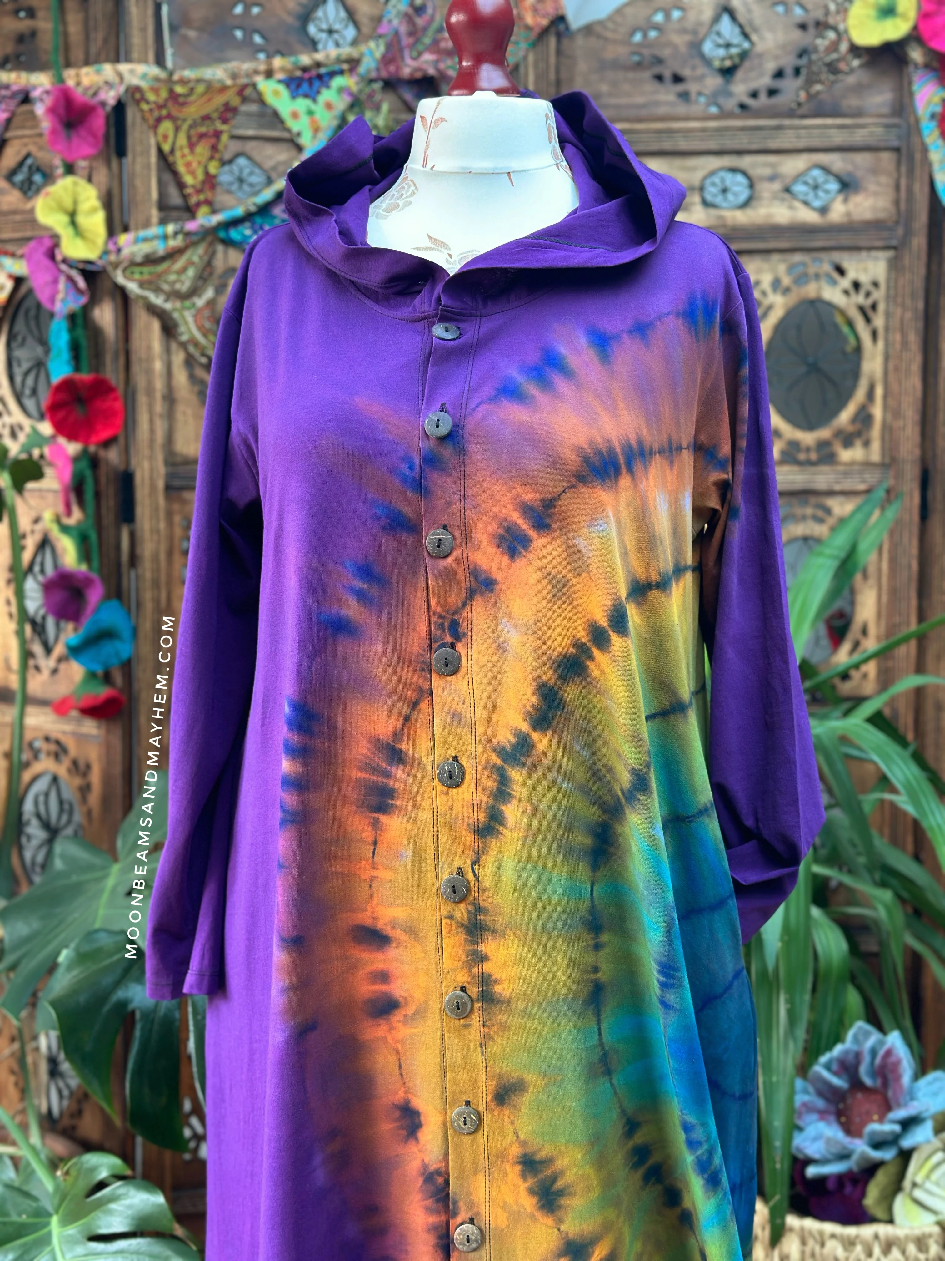 WICKED WILD CHILD PURPLE TIE DYE OVERCOAT M / L / XL - Image 10