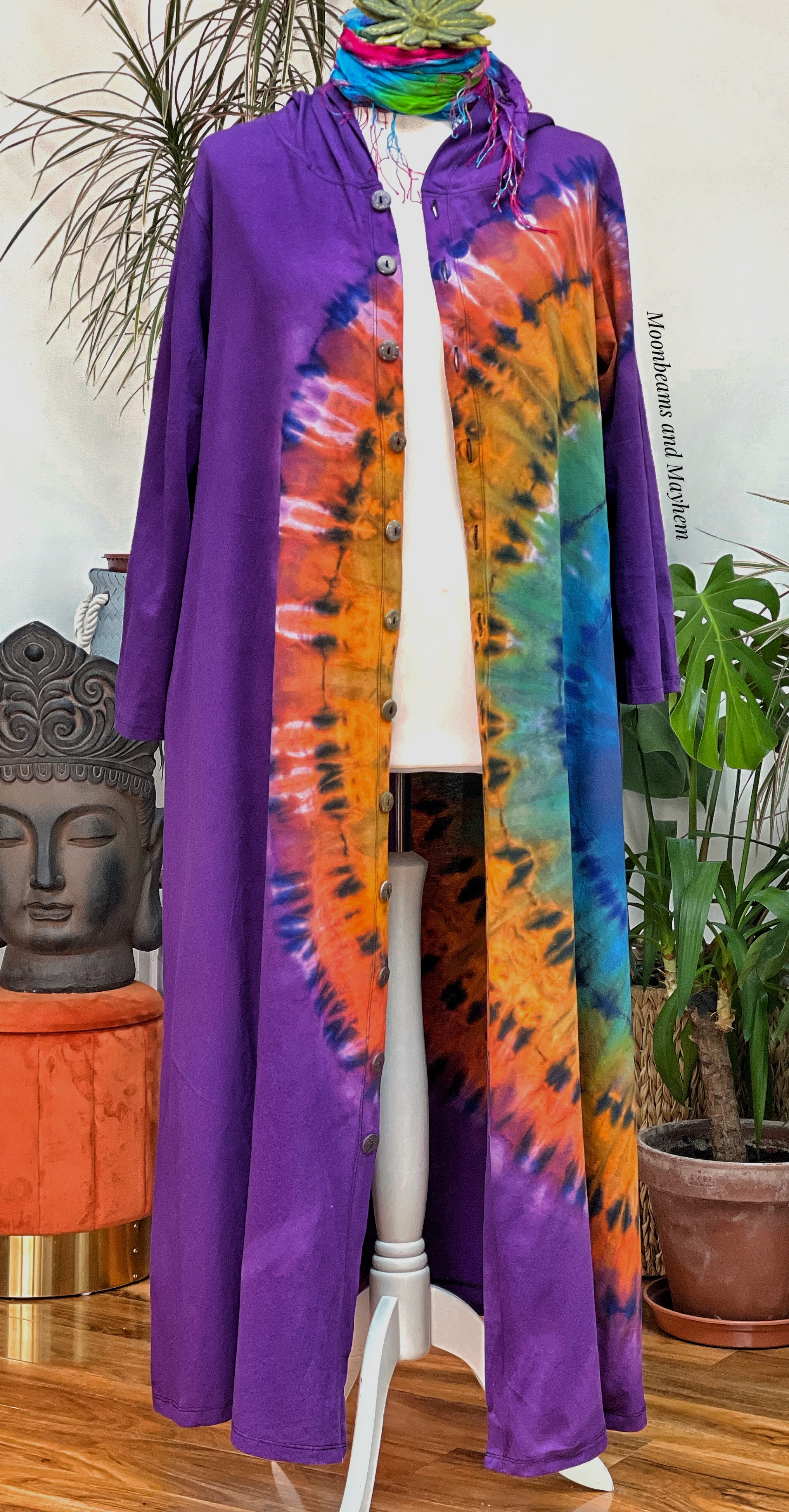 WICKED WILD CHILD PURPLE TIE DYE OVERCOAT M / L / XL - Image 4