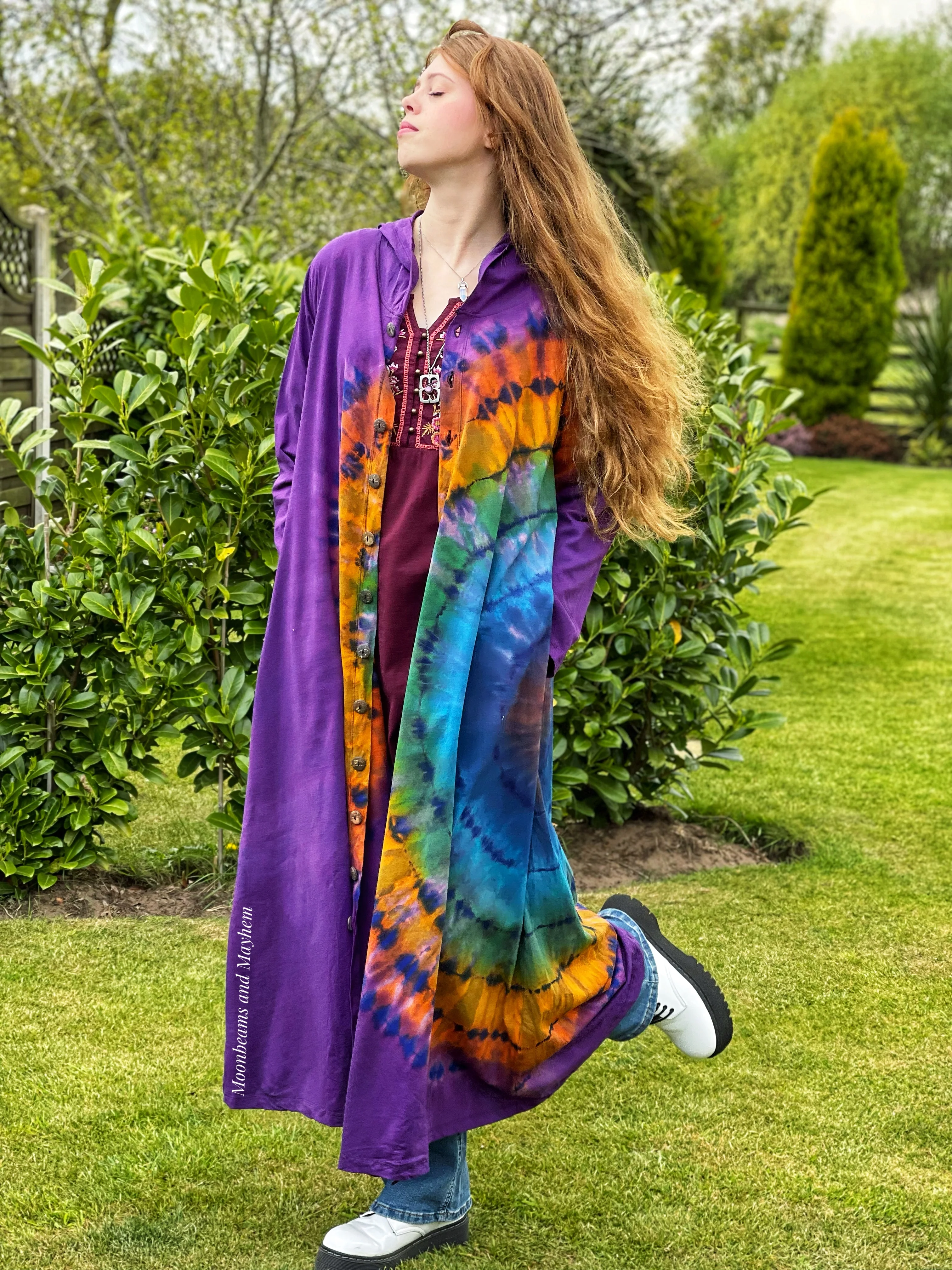 WICKED WILD CHILD PURPLE TIE DYE OVERCOAT M / L / XL - Image 5