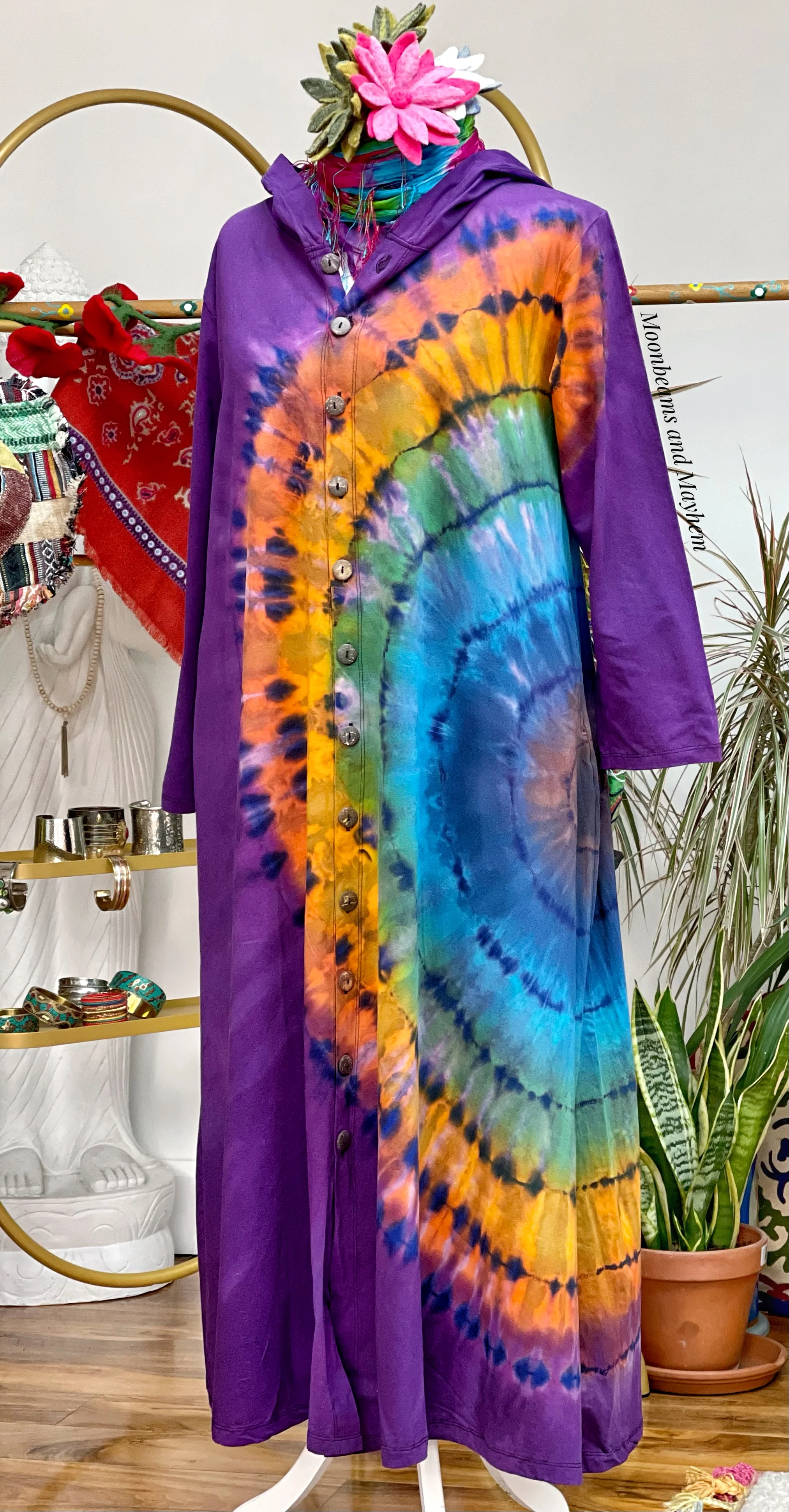 WICKED WILD CHILD PURPLE TIE DYE OVERCOAT M / L / XL - Image 7