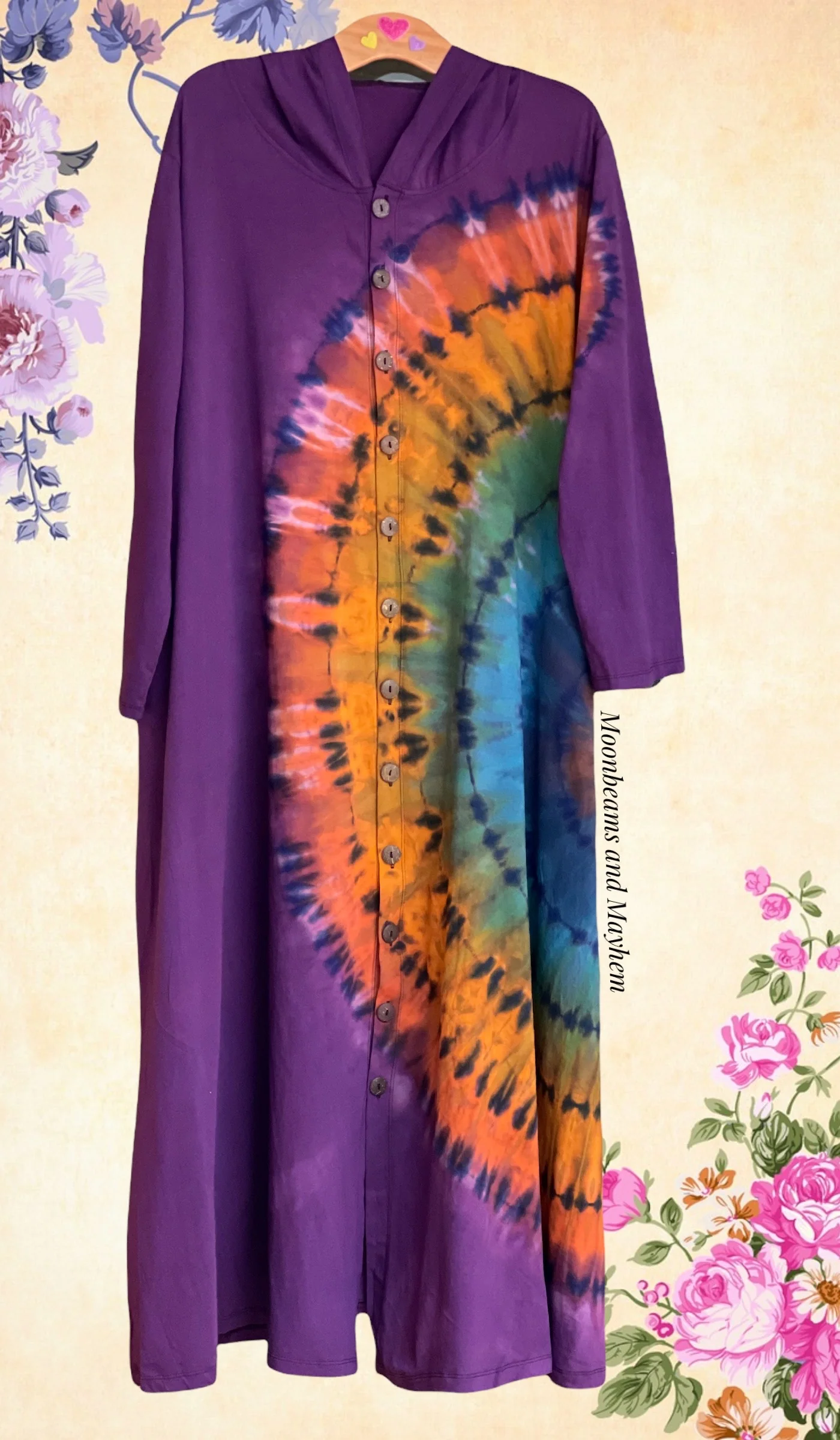 WICKED WILD CHILD PURPLE TIE DYE OVERCOAT M / L / XL - Image 8