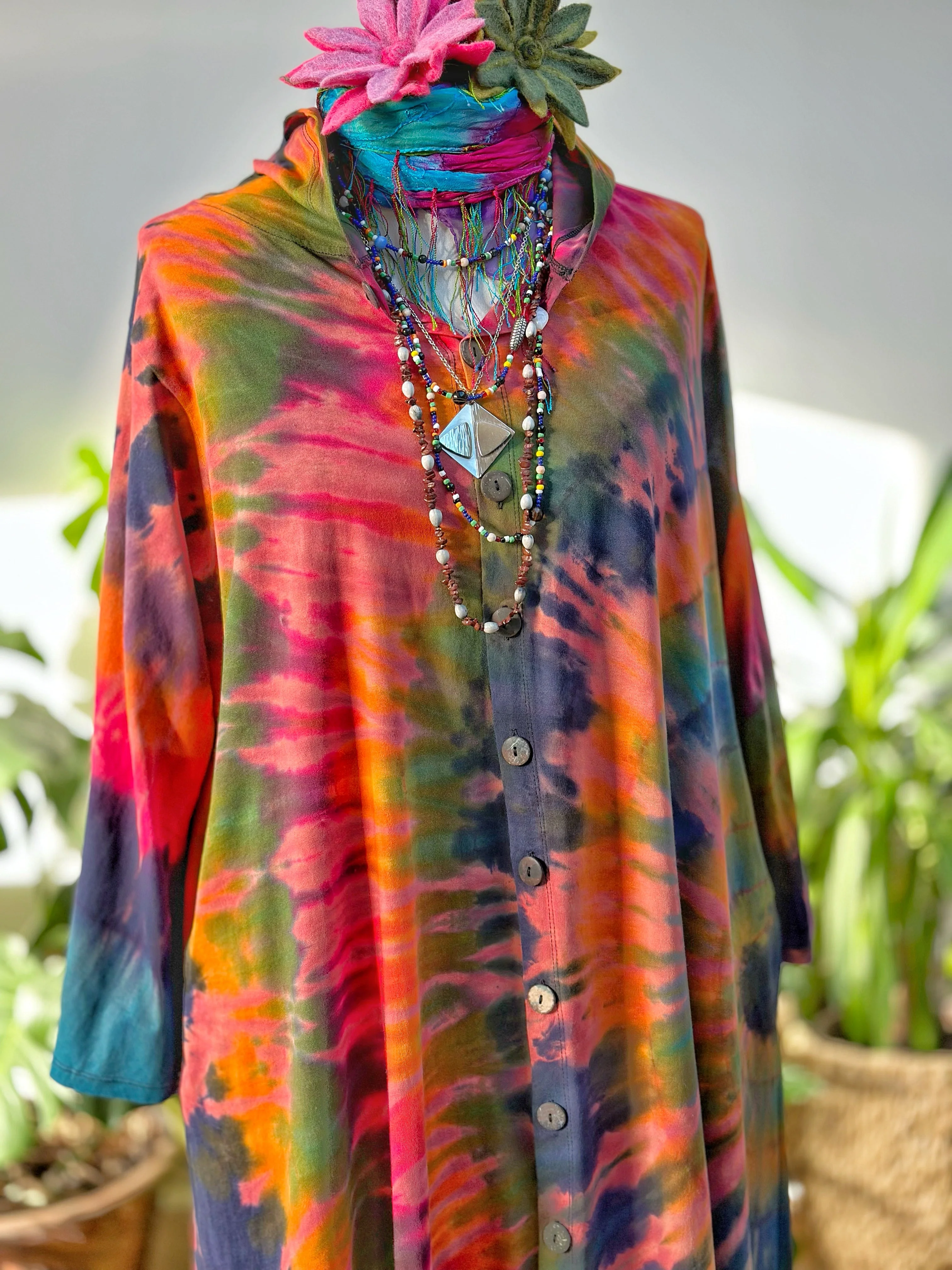 WILD CHILD DESERT BLOOM TIE DYE OVERCOAT DRESS M / L / XL - Image 4